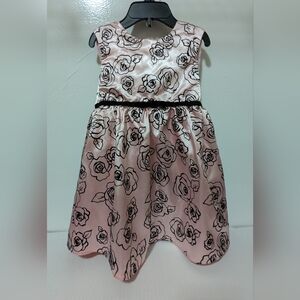 George | Toddler Girls 24 Mo Sleeveless Light Pink Black Flocked Floral Rose Dre